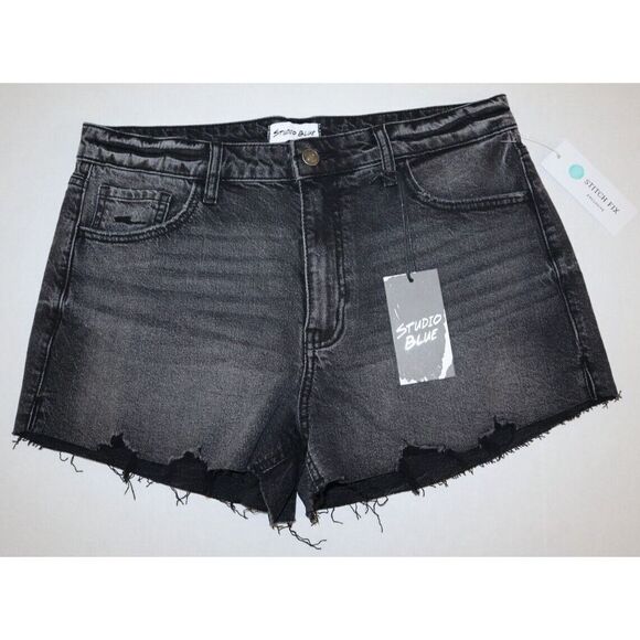 Studio Blue S38031LOT Women's Sz 31 Black Lotus Distressed Denim Jean Shorts - Picture 1 of 6